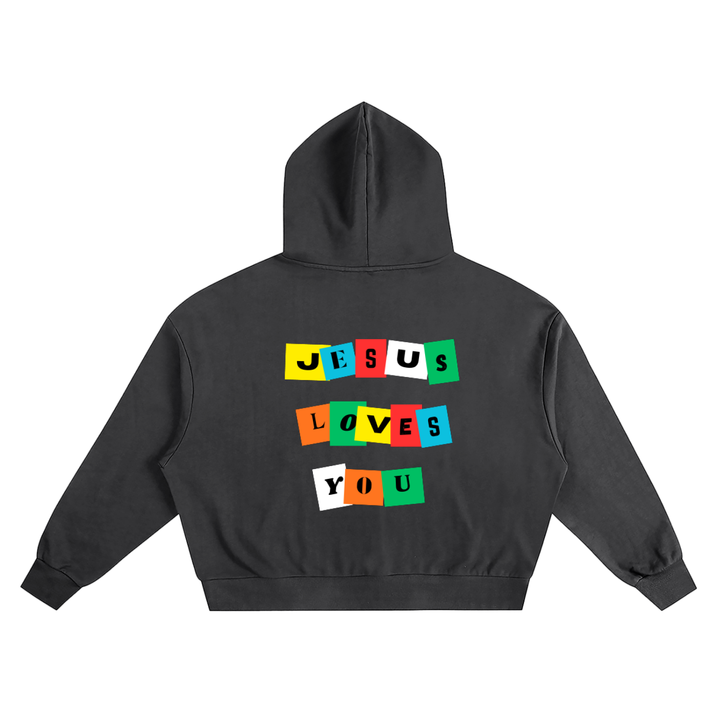 Color Block JLY Boxy Oversized Hoodie BLK