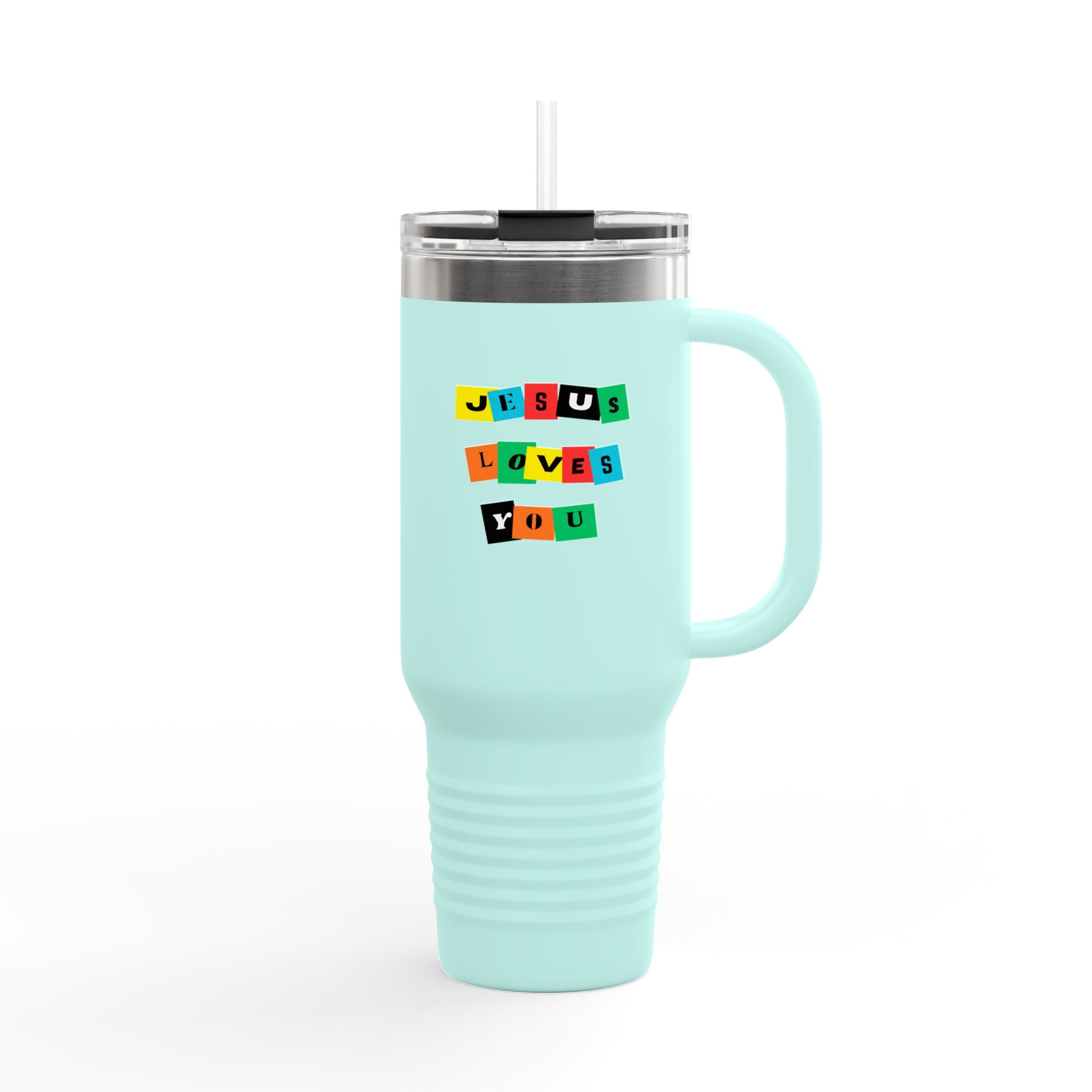 Color Block Jesus Loves You 40oz Insulated Travel Mug
