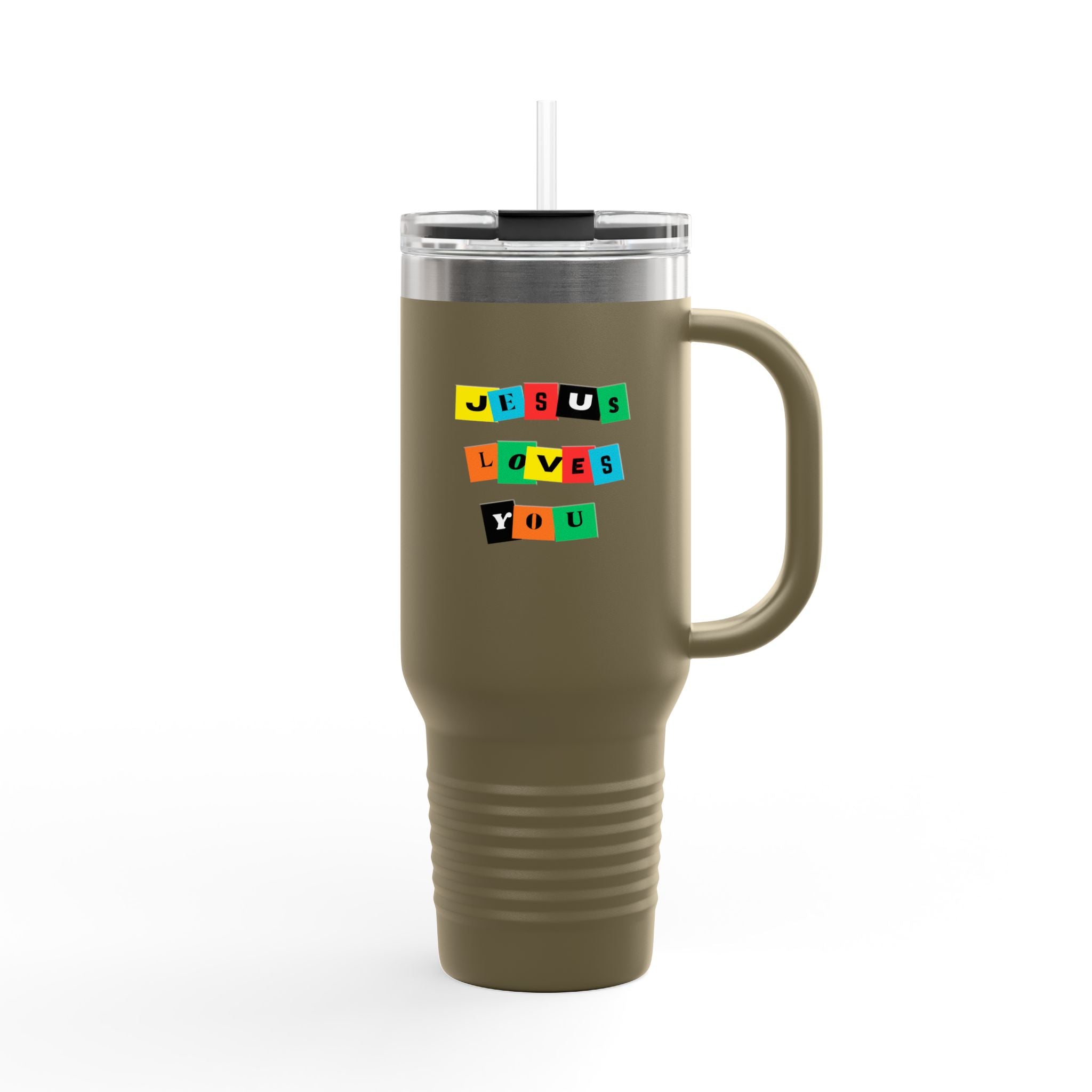Color Block Jesus Loves You 40oz Insulated Travel Mug