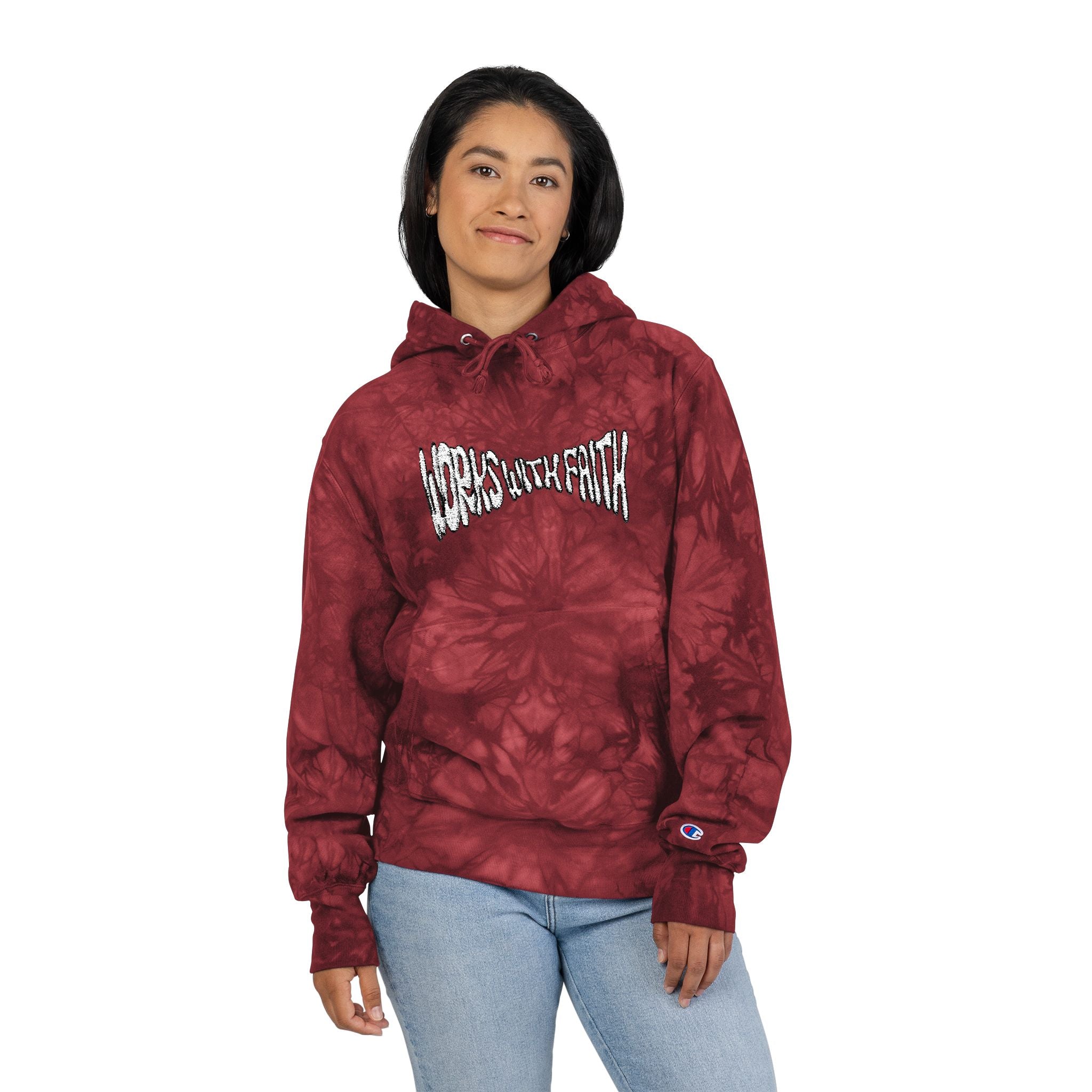Warped WWF Red Tie-Dye Embroidered Hoodie