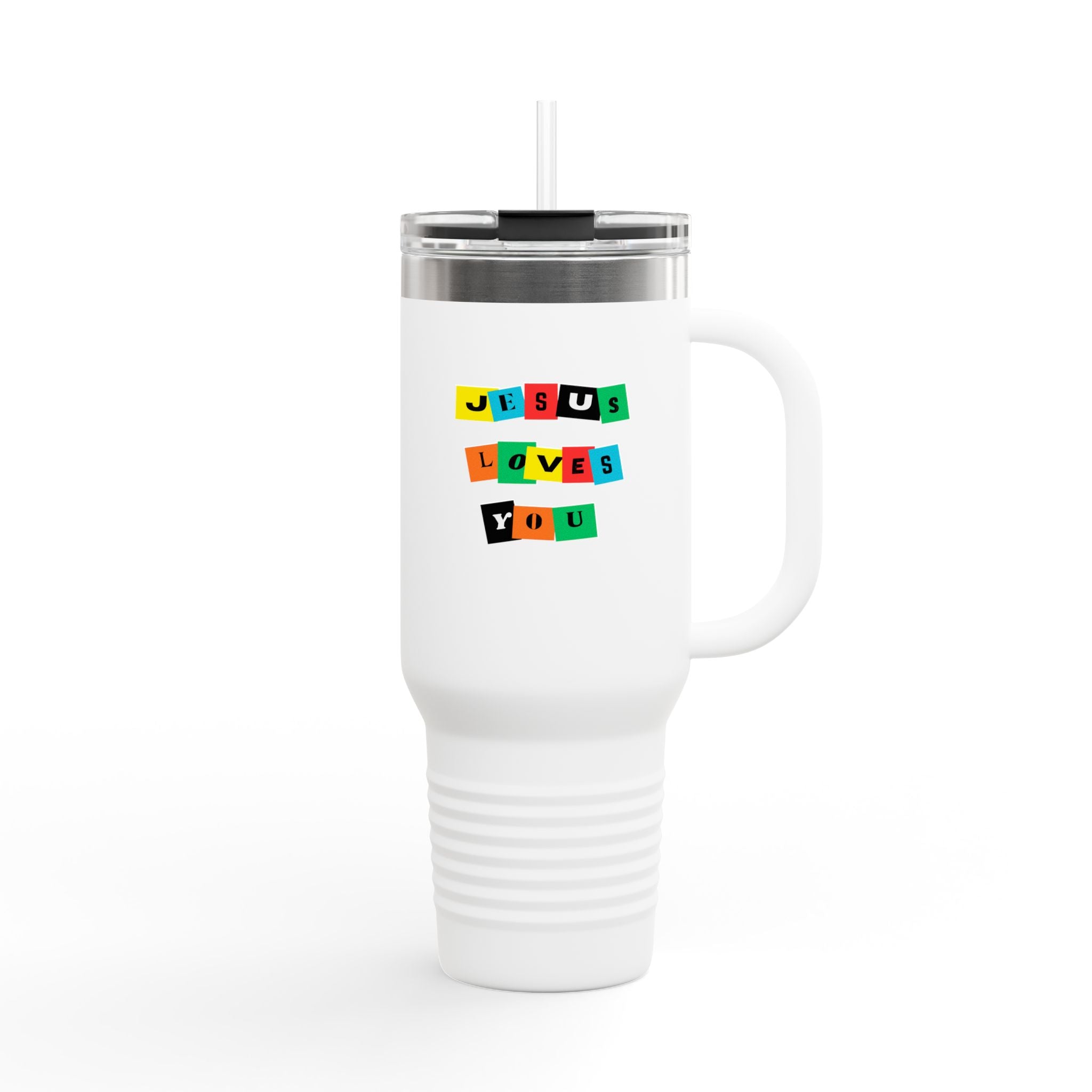 Color Block Jesus Loves You 40oz Insulated Travel Mug