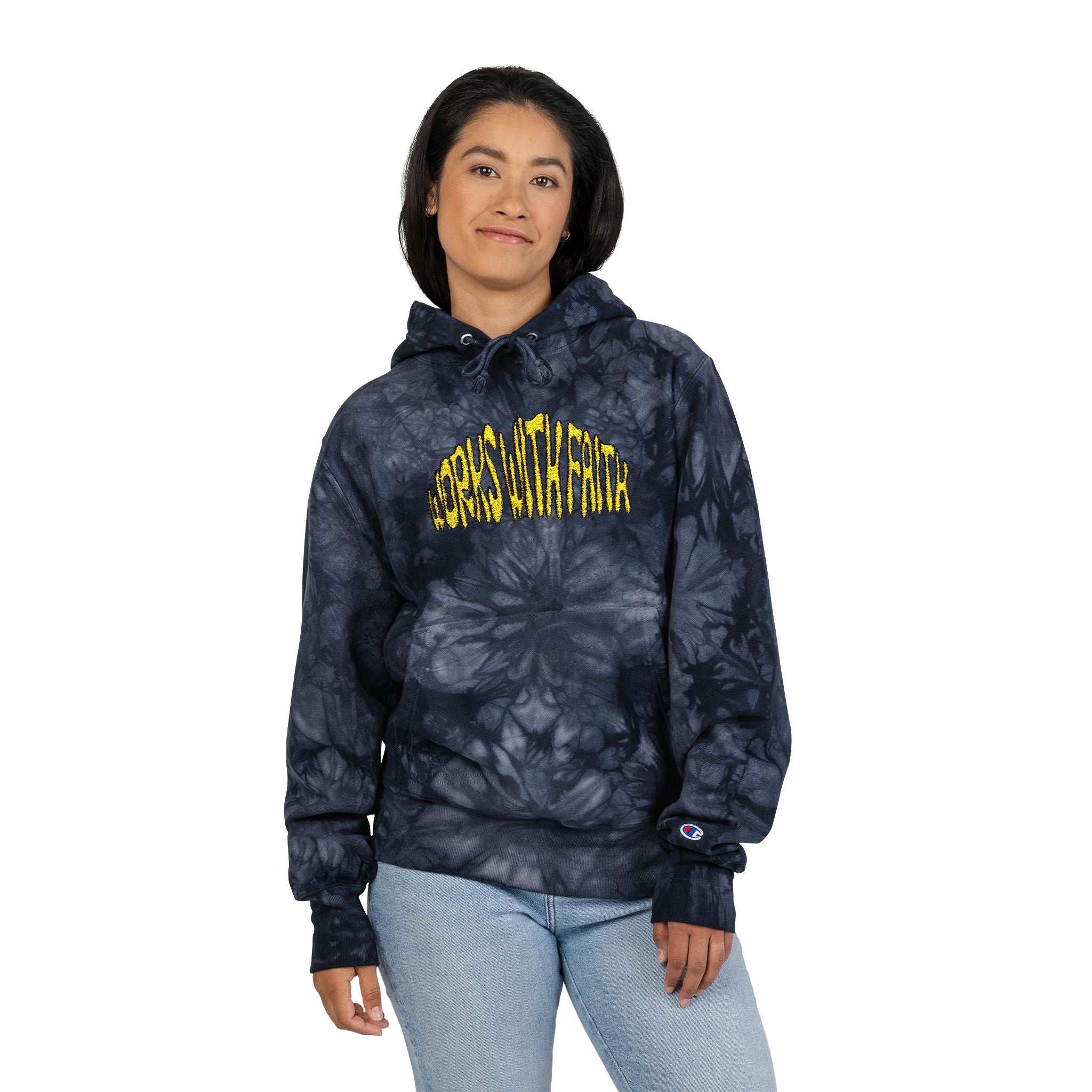 Warped WWF Blue Tie-Dye Embroidered Hoodie