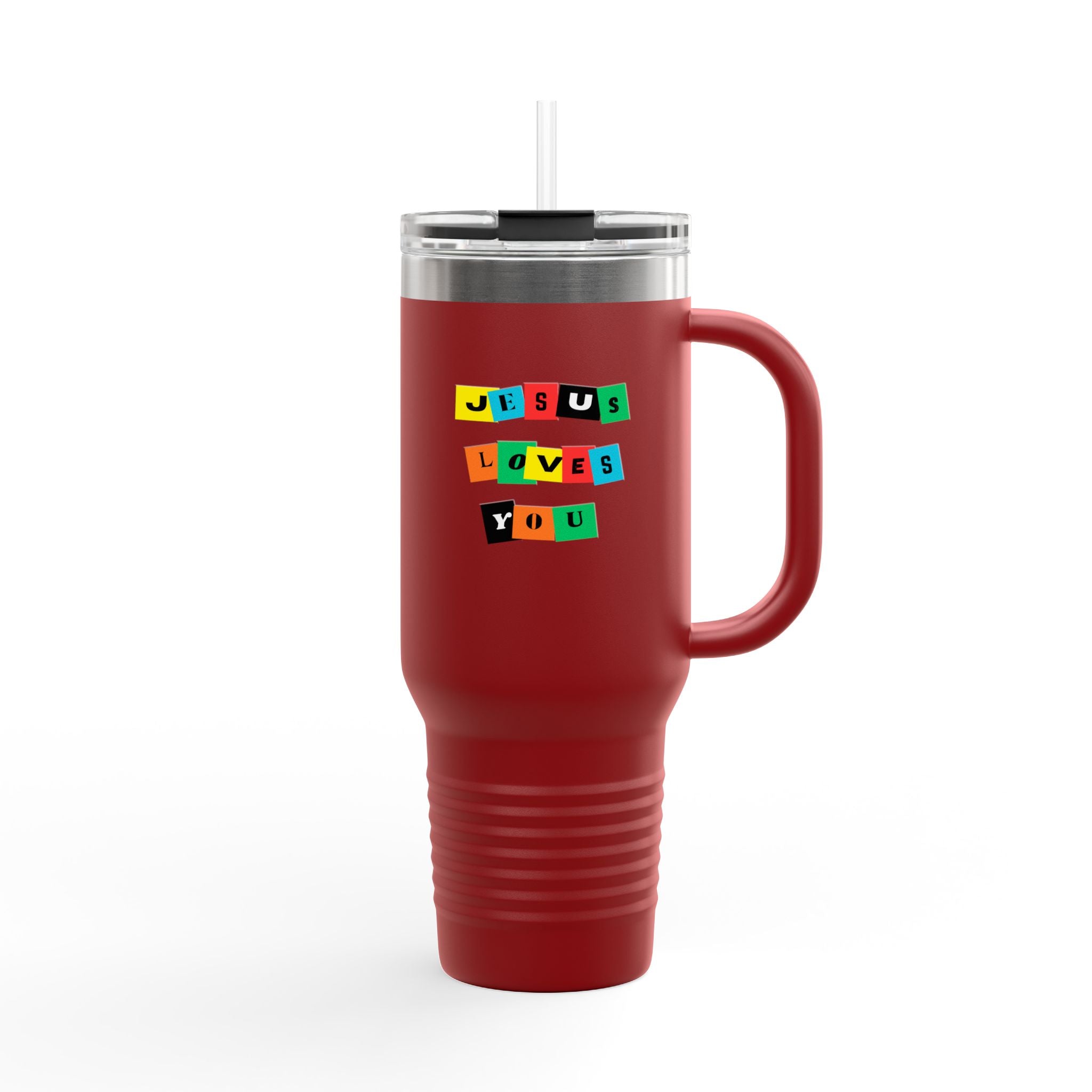 Color Block Jesus Loves You 40oz Insulated Travel Mug