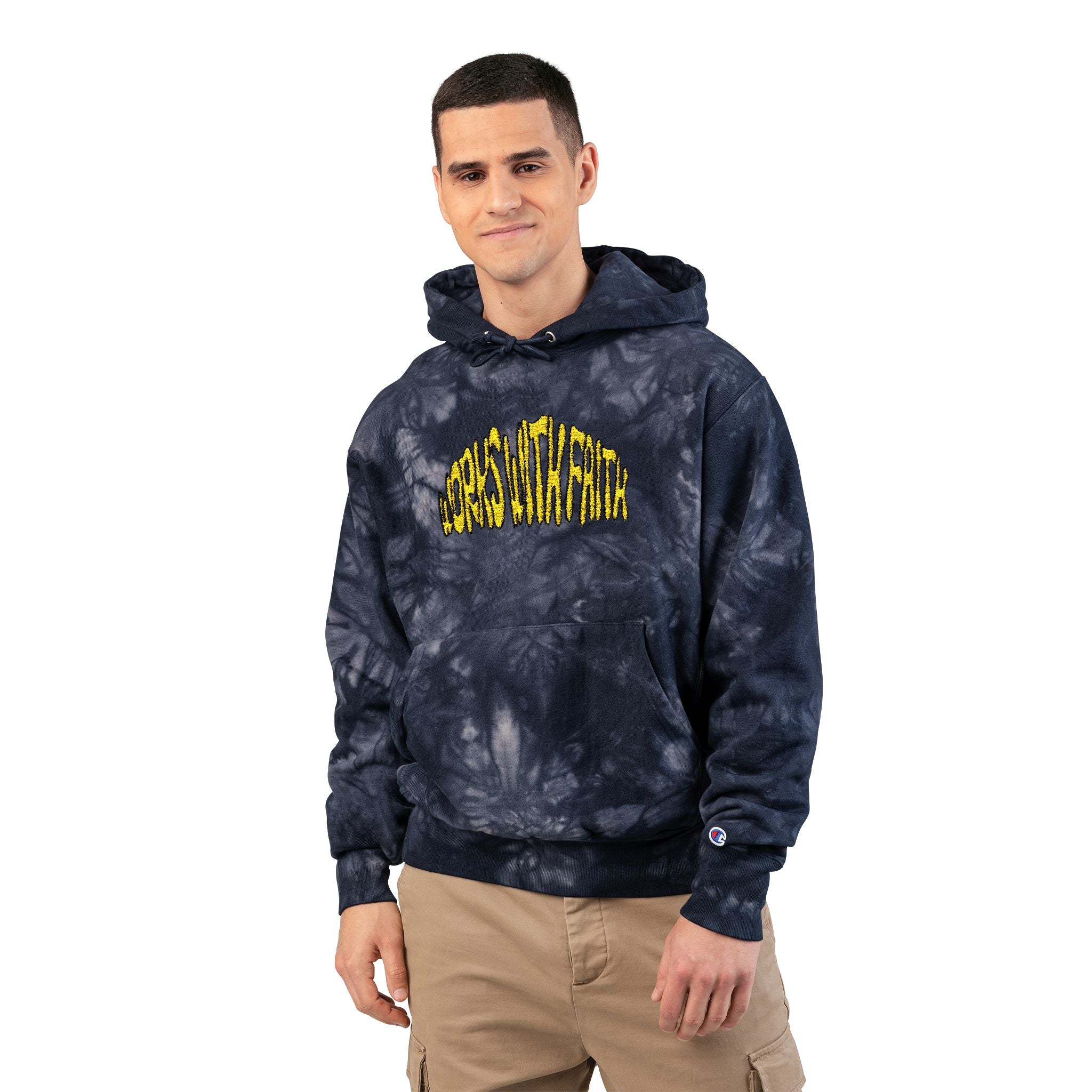 Warped WWF Blue Tie-Dye Embroidered Hoodie